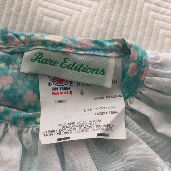 Vintage Girls Dress Blue Flowers with White Eyelet Collar by Rare Edition Sz 6 - Picture 4 of 7